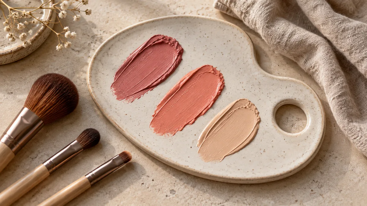 Illustration de couleurs de maquillage, sans correspondance avec des teintes réelles