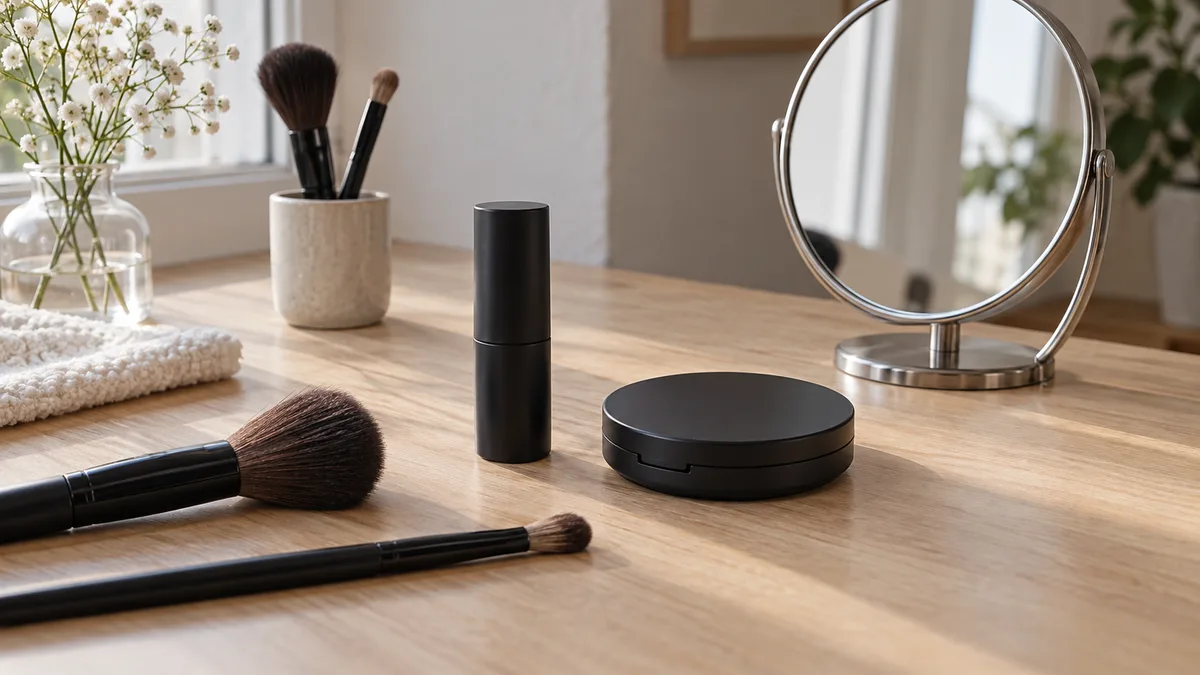 Illustration éditoriale : accessoires de maquillage sans marque